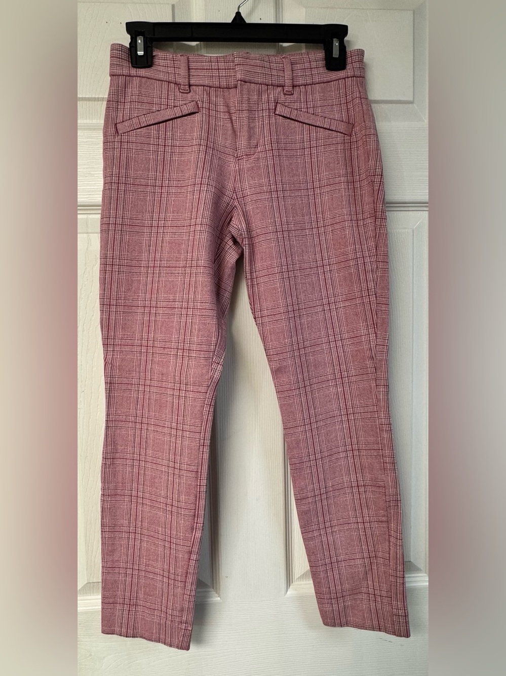 GAP Pink Plaid Slim-Fit Ankle Pants